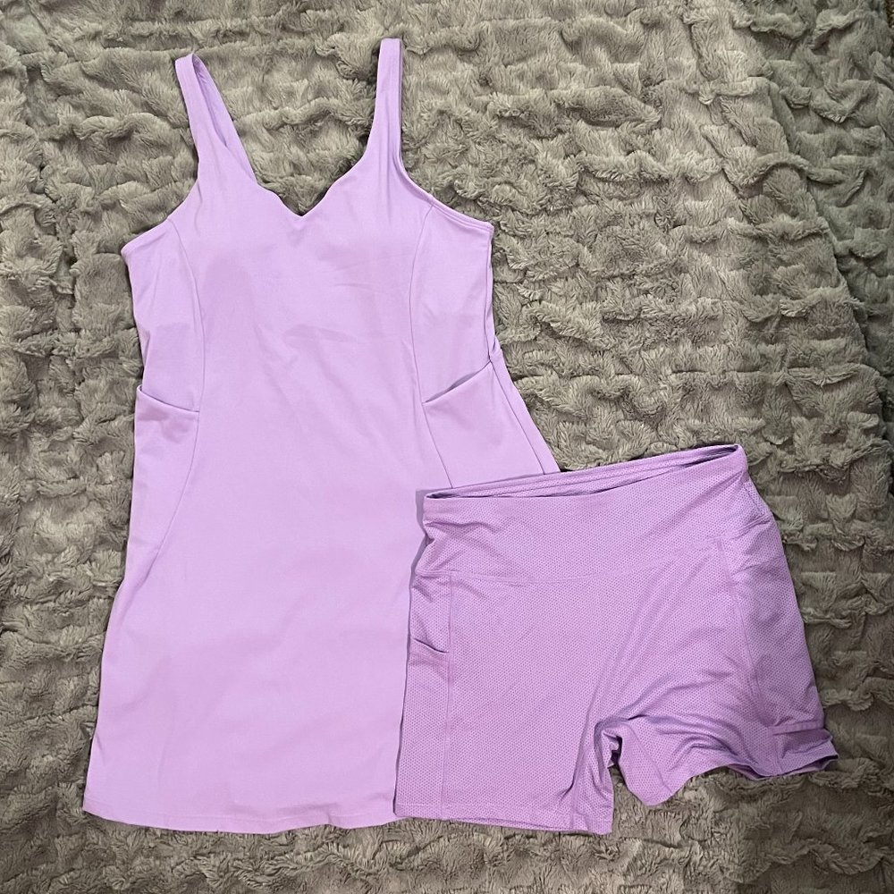 Women's Tennis Golf Dress with Built in Shorts Sleeveless Workout Active